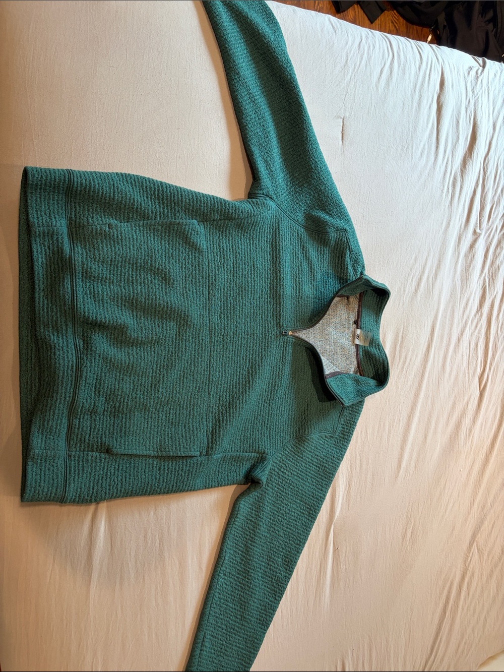 VRST Green Quarter-Zip Textured Pullover Sweater